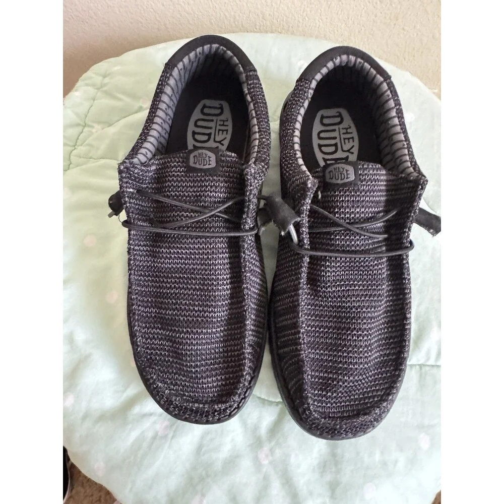 HEYDUDE Wally Stretch Sox Wide Black Knit Loafers Mens US 8EE